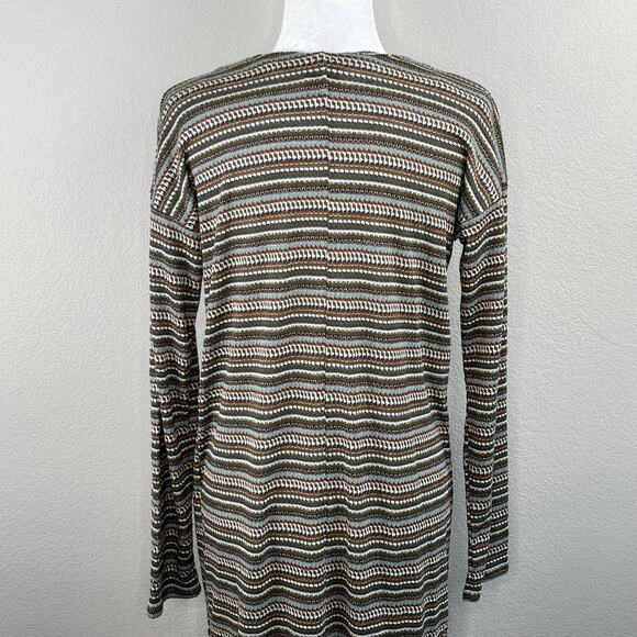 Bobeau Olive Green Multi Striped Knit Open Duster Cardigan Sweater Small NWOT - Picture 7 of 13